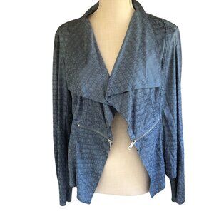 Lena Gabrielle Blue Croc Print Waterfall Jacket Women’s Size 10 Open Front Blaze